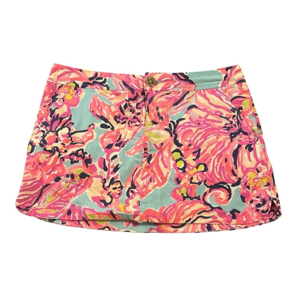 LILLY PULITZER Floral Mini Skirt in Pink and Green
